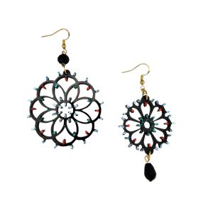 Orecchini –  Luminarie Salentine Rosone Nero Glitter