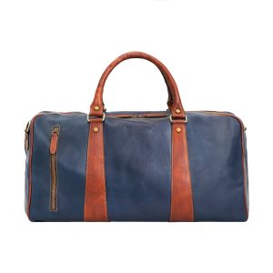 Borsone da viaggio vintage in cuoio toscano – Blu