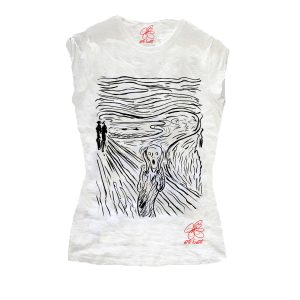 T-shirt – L’urlo di Munch cartoon black and white