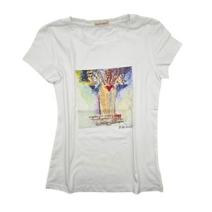 t-shirt bianca in cotone “un quadro sulla t-shirt”- Armonia