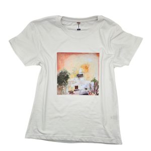 t-shirt bianca in cotone “un quadro sulla t-shirt” – Armonia di un viaggio