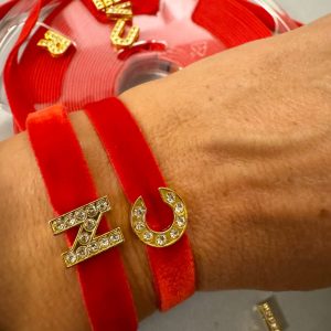 Braccialetto Velluto Letterina Gold