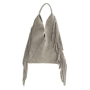 ARIZONA – Sacca con frange in camoscio sabbia