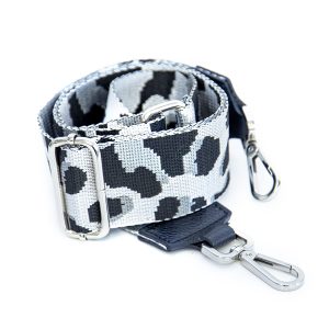 ANIMAL – tracolla con trama animalier argento, nero e bianca