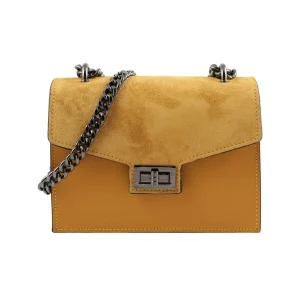 Borsa a spalla in pelle con catena MILANO – Giallo