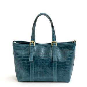 COCCO SMALL – Borsa in pelle stampa cocco ottanio