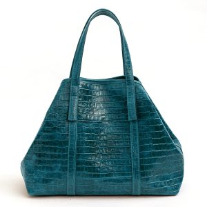 COCCO – Borsa maxi in pelle stampa cocco ottanio