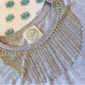 T-shirt con frangia cristalli