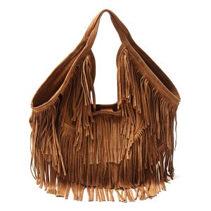 DAKOTA – Maxi Sacca in camoscio con frange cuoio