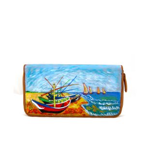 Portafoglio – Barche di pescatori sulla spiaggia di Les Saintes-Maries-de-la-Mer di Van Gogh