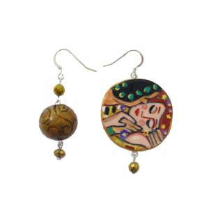 Orecchini –  Il bacio di Klimt in ceramica