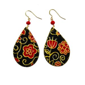 Orecchini –  Gocce fiori rossi ceramica di Vietri