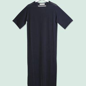 Abito Lungo Con Maniche A Corte, In Viscosa Lucida Phisique Du Role