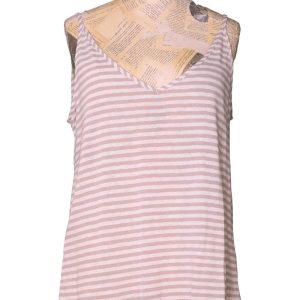 Canotta a Righe Svasata in Viscosa e Lino Mama B