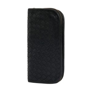 Portafoglio in pelle intrecciata MEDEA – Nero