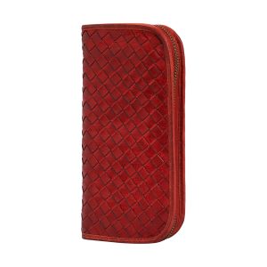 Portafoglio in pelle intrecciata MEDEA – Rosso