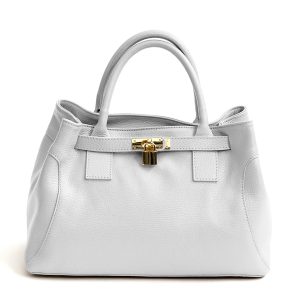 NELLY – Borsa con lucchetto in pelle bianco