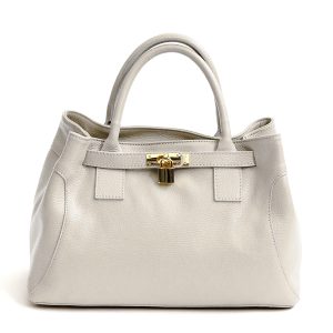 NELLY – Borsa con lucchetto in pelle latte