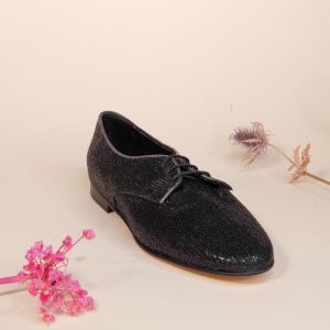 Scarpa Stringata Glitter Nera L’Arianna