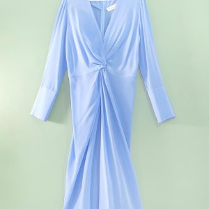 Abito Scollato in Seta Cielo Phisique Du Role