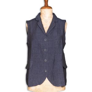 Gilet in Lino Blu Mama B