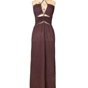 Abito in Garza di Cotone devoré Marroni Luce