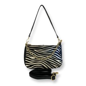 Borsa a spalla o tracolla  con catena in cavallino disegno zebra