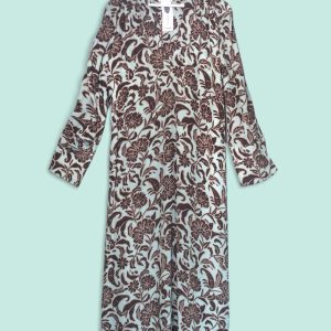 Abito Scollo V in Viscosa Fantasia Fiore Numero Primo