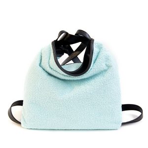 VENICE – Zaino/borsa in pelle e tessuto azzurro