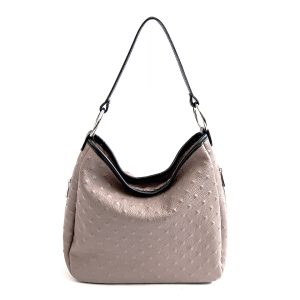 VIVIEN – Sacca con anelli in pelle stampa chiodo cipria