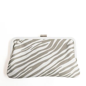 ZEBRA – Clutch in pelle serigrafata beige