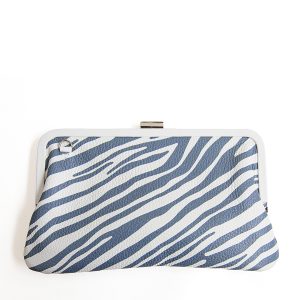 ZEBRA – Clutch in pelle serigrafata azzurro