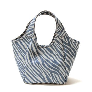 ZEBRA – Tote in pelle serigrafata azzurro