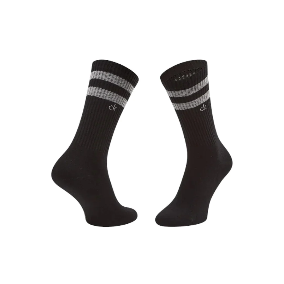 Calvin Klein Uomo 2P Calzini A Metà Polpaccio A Righe Nero 701218711 001 039 - immagine 4
