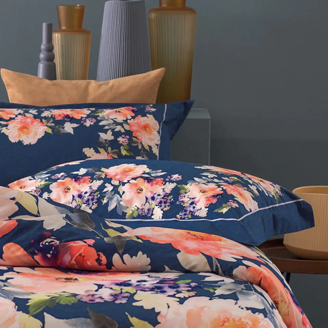 Dondi Home Notti Blu Parure Copripiumino in percalle stampato Solaria Blu