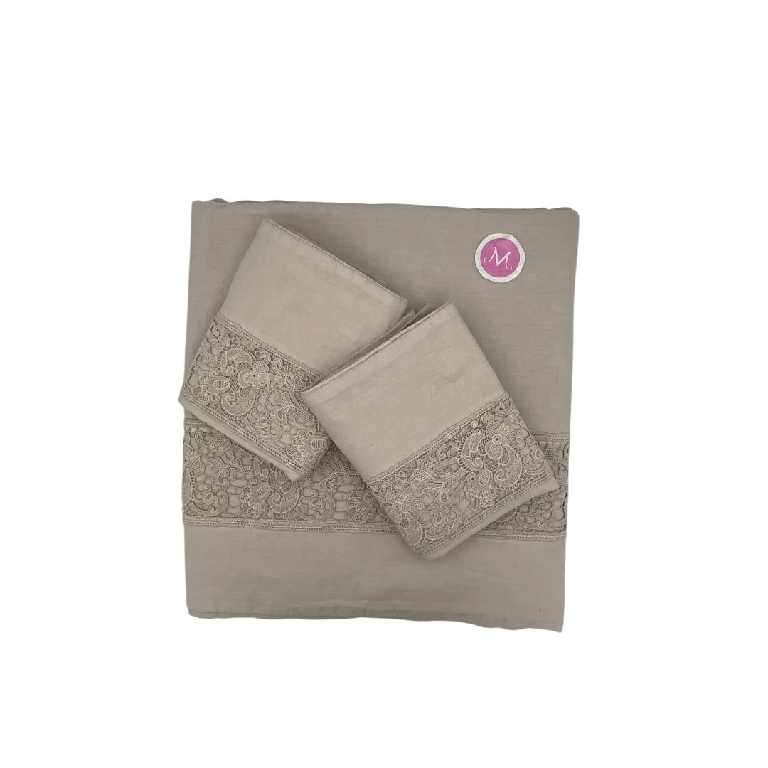 Biancoperla completo lenzuola matrimoniali tinto in filo Marrakech Cipria