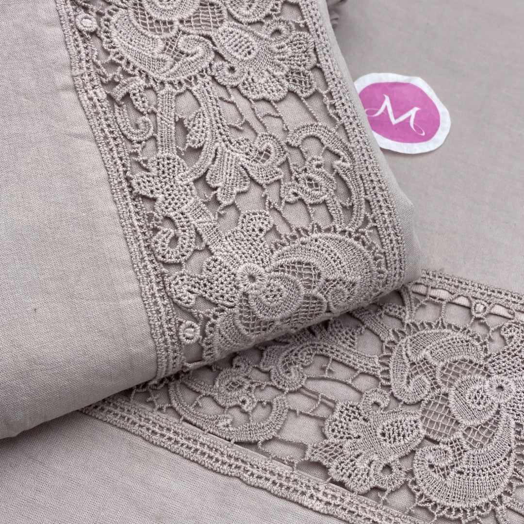 Biancoperla completo lenzuola matrimoniali tinto in filo Marrakech Cipria - immagine 3