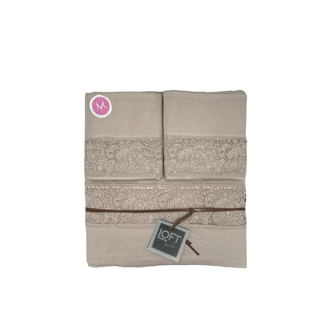 Biancoperla completo lenzuola matrimoniali tinto in filo Marrakech Cipria - immagine 5