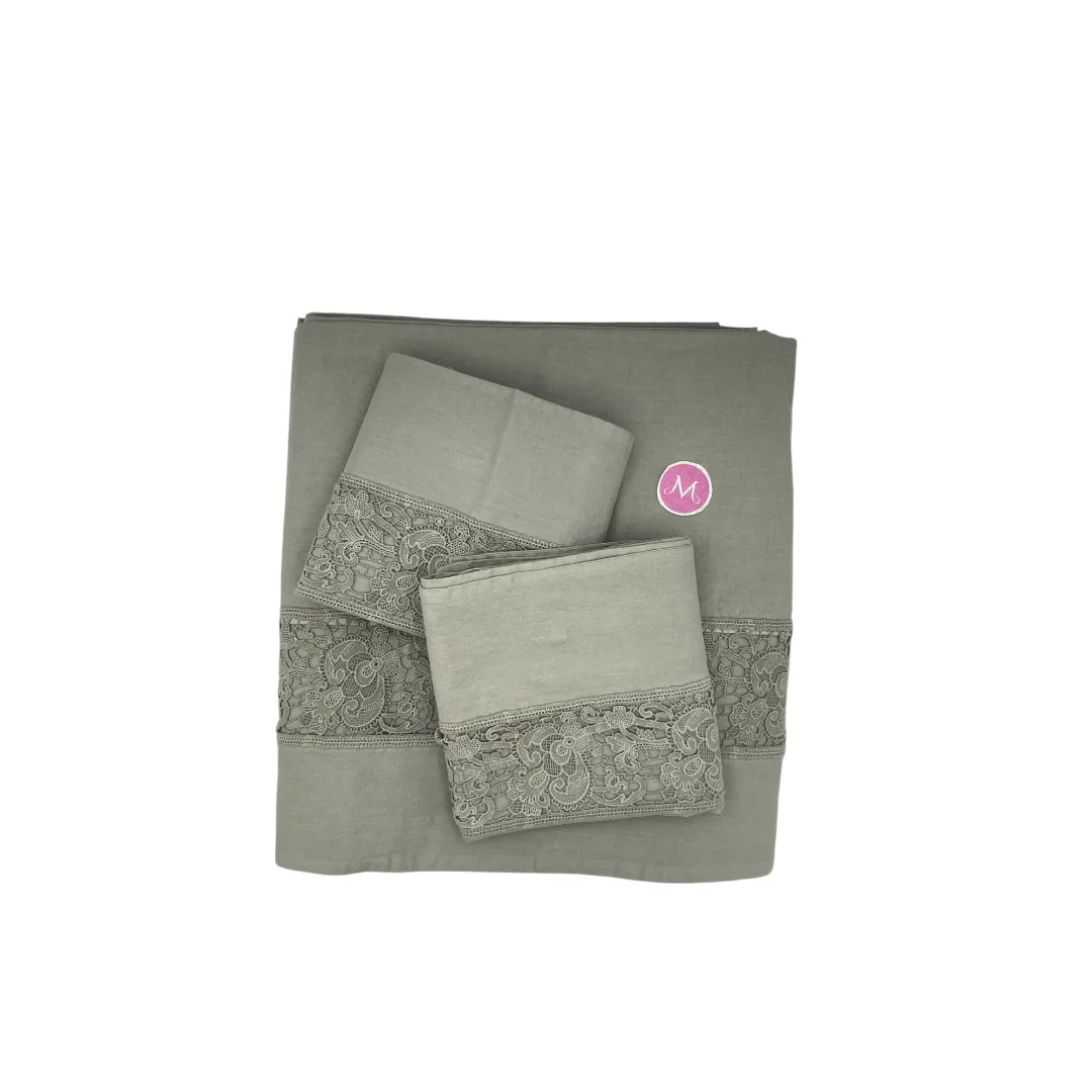 Biancoperla completo lenzuola matrimoniali tinto in filo Marrakech Grigio Perla - immagine 2