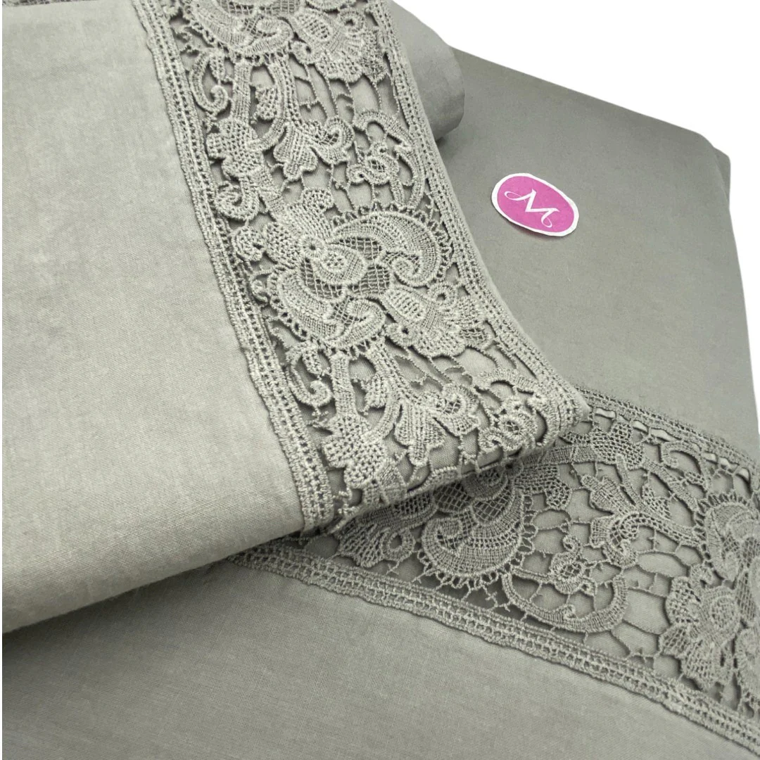 Biancoperla completo lenzuola matrimoniali tinto in filo Marrakech Grigio Perla - immagine 3