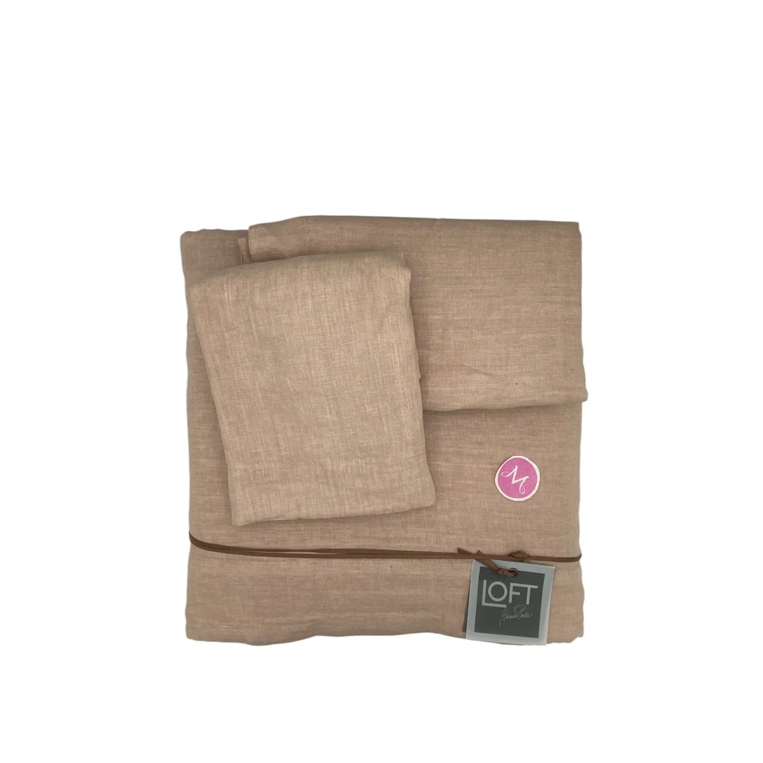 Biancoperla completo lenzuola matrimoniali puro lino tinto in capo Luxury Rosa