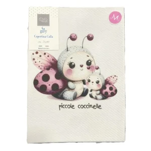 Gary Copertina Neonato 100% cotone tinta unita stampa coccinelle violetto 75x90