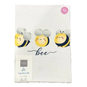 Gary Copertina Neonato 100% cotone tinta unita con stampa apine blu 75x90