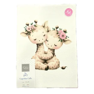 Gary Copertina Neonato 100% cotone tinta unita stampa giraffe latte 75x90