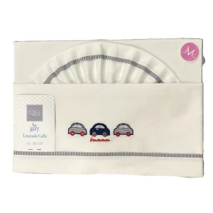 Gary Lenzuolino culla Neonato 100% cotone ricamo macchinina blu 90x120