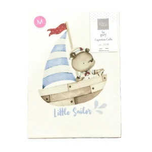 Gary Copertina Neonato 100% cotone tinta unita stampa barca cielo 75x90