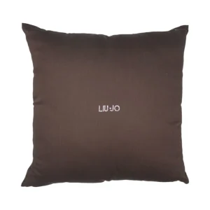 LIU-JO cuscino raso di cotone 40x40 logo swarovski Marrone Tellaro LL102F