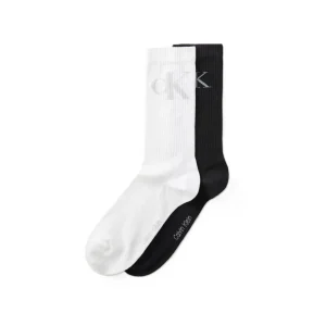 Calvin Klein Uomo 2P Calze Monogram bianco nero 701231387 001 801