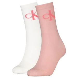 Calvin Klein Donna 2P Calze Monogram bianco rosa - 701228811 007
