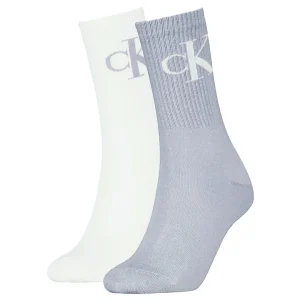 Calvin Klein Donna 2P Calze Monogram bianco lilla - 701228811 006